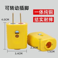 南戒【带按钮】大功率旋转10A特厚纯铜新款插头防摔工程电源插头二脚 加厚铜*A33二脚款 1个装