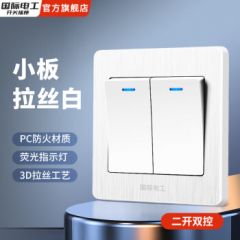 国际电工86型暗装拉丝工艺开关插座墙壁家用单开双开三开四开单双多控小板 二开单控