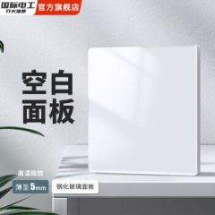 国际电工86型暗装超薄真钢化玻璃开关插座陶瓷白空调家用多孔一开五孔插座 空白面板-白色【钢化玻璃】