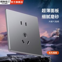 国际电工超薄磨砂开关插座面板开关无框双usb家用多孔暗装86型墙壁5孔插座 五孔插座