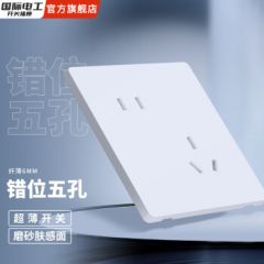 国际电工86型暗装超薄肤感哑光开关插座大板家用墙壁白色一开单双控五孔插 错位五孔