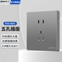 国际电工86型暗装开关插座全屋套餐电源错位斜五孔插座面板家用多孔大板灰 五孔插座