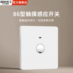 国际电工触摸开关插座面板家用86型智能触摸式墙壁暗装可触控楼道开关 延时触控开关【白色】