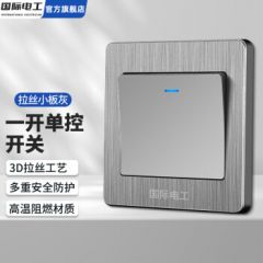 国际电工86型暗装拉丝工艺开关插座墙壁家用单开双开三开单双多控开关面板 一开单控
